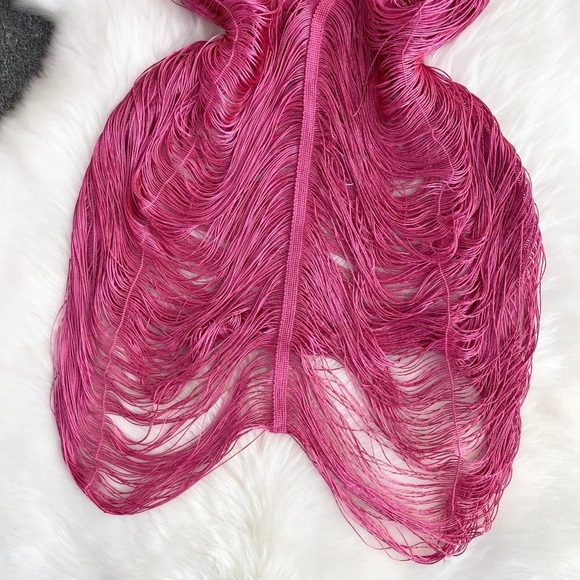 Sexy Pink Fringe Dress / Cover Up - Picture 4 of 10